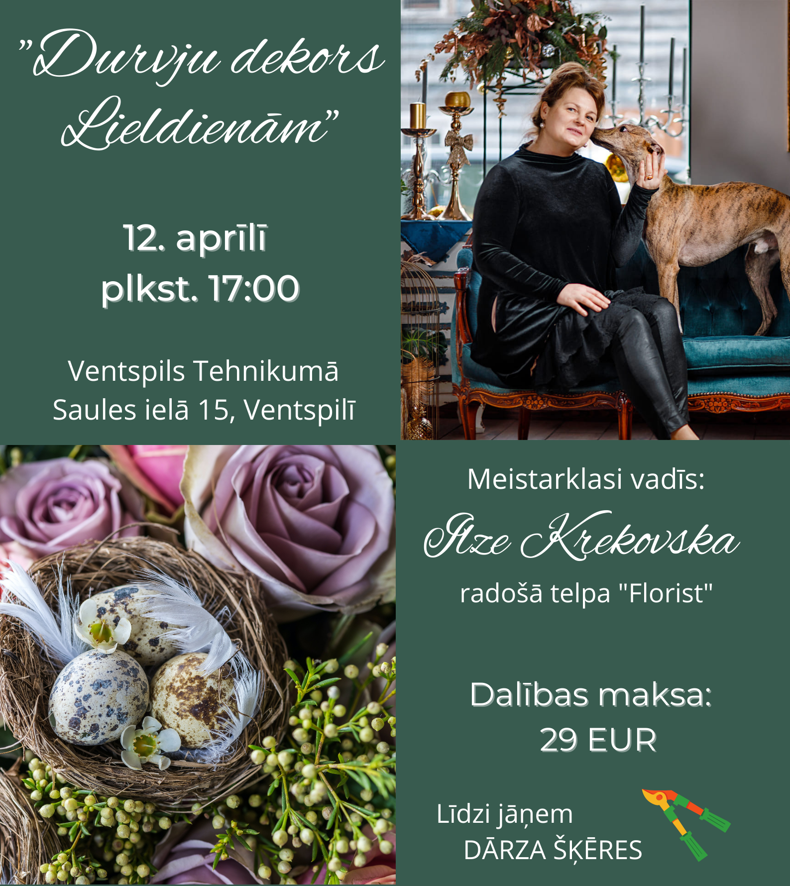 Meistarklasē darināsim durvju dekoru
