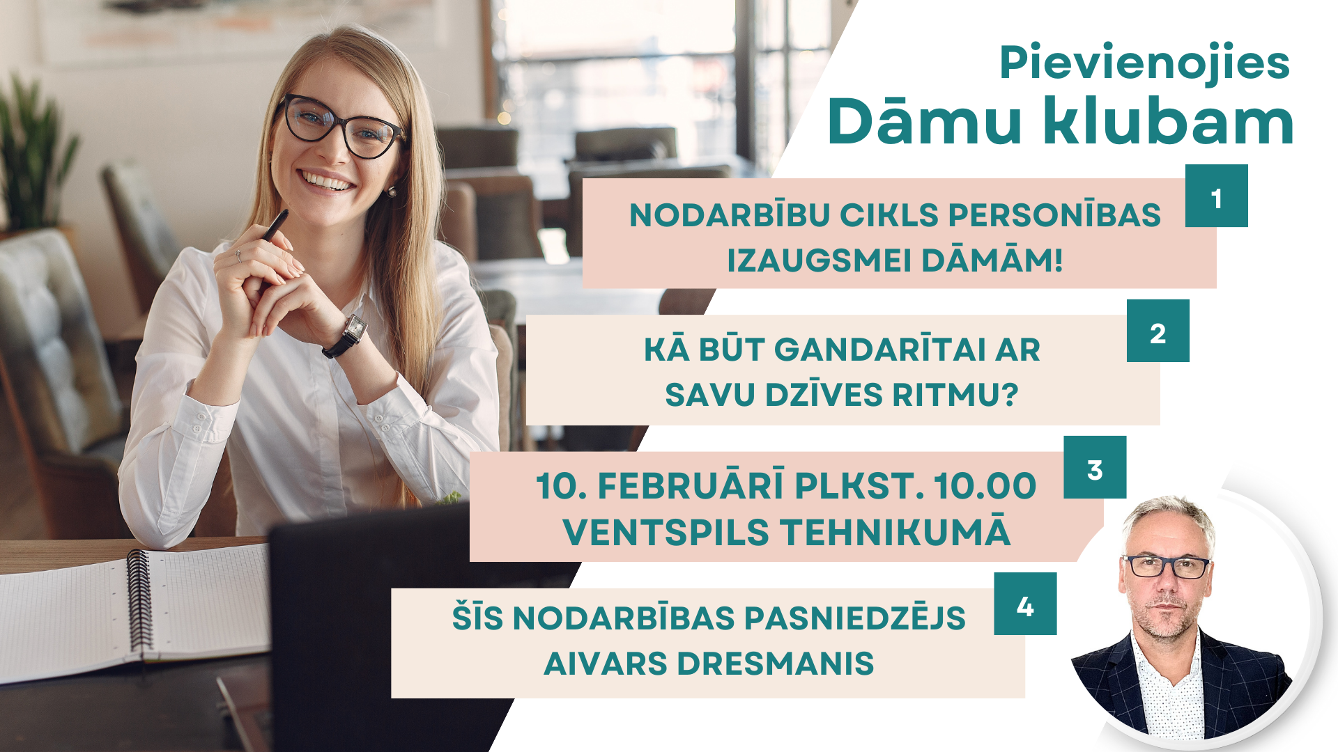 Nodarbību cikls personības izaugsmei dāmām