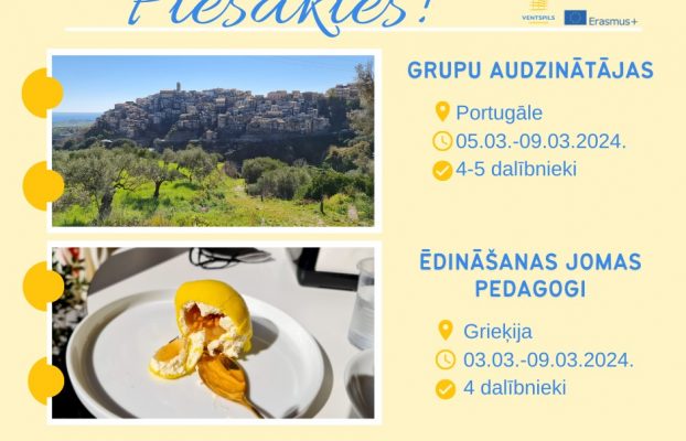 Erasmus+ mobilitātes ēdināšanas jomas pedagogiem un grupu audzinātājām
