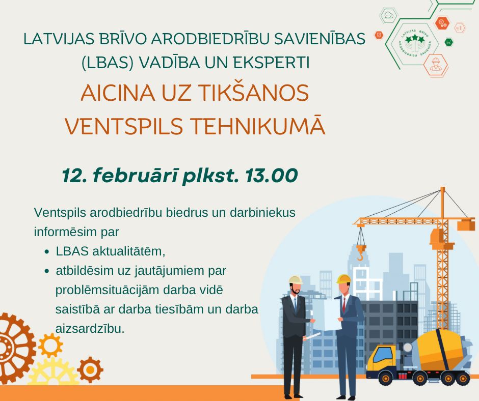 LBAS vadība un eksperti Ventspilī tiksies ar topošajiem darbiniekiem un arodbiedrību biedriem