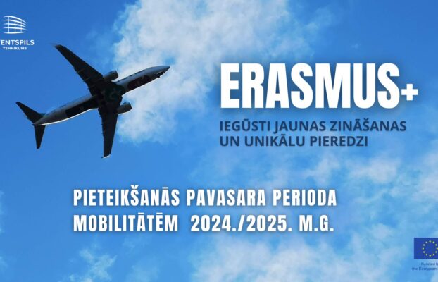 Ventspils tehnikuma pedagogu pieteikšanās Erasmus+ pavasara perioda kursiem