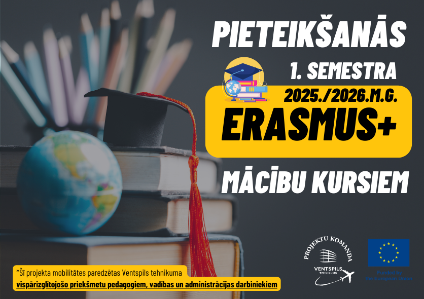 Izsludināts konkurss uz Erasmus+ kursiem (darbiniekiem) | 1.semestris