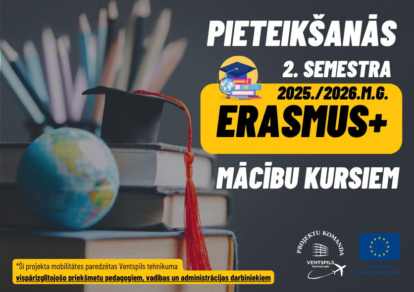 Izsludināts konkurss uz Erasmus+ kursiem (darbiniekiem) | 2.semestris SCH