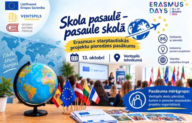 No pieredzes līdz jaunām idejām – Ventspils skolas tiksies Erasmus+ pieredzes pasākumā